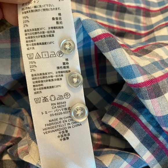 TOMMY BAHAMA Button Up Shirt~Mens L~SILK/Cotton Blend~blue Pink~PlaidL/S - Picture 5 of 8